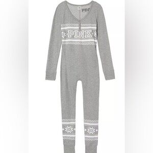 PINK Victoria's Secret Heather Gray Patterned Onesie